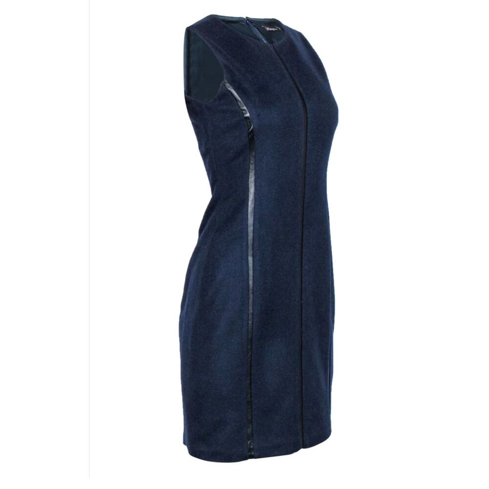 J. McLaughlin Navy Black Office Career Wool Cashmere Sleeveless Shift Dress 14‎